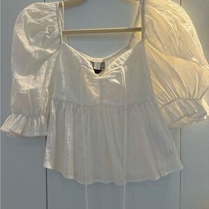 Zara White Puff Sleeve Blouse